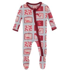 NWT Kickee Pants Lunchboxes Footie Zip Ruffle Bottom Pajamas Baby Girl Sz 0-3 M